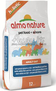Almo Nature Holistic visavertis ėdalas suaugusioms katėms su balta žuvimi ir ryžiais 12 kg.